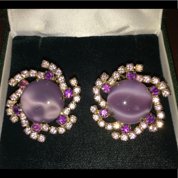 1940’s amethyst earrings - Picture 1 of 4